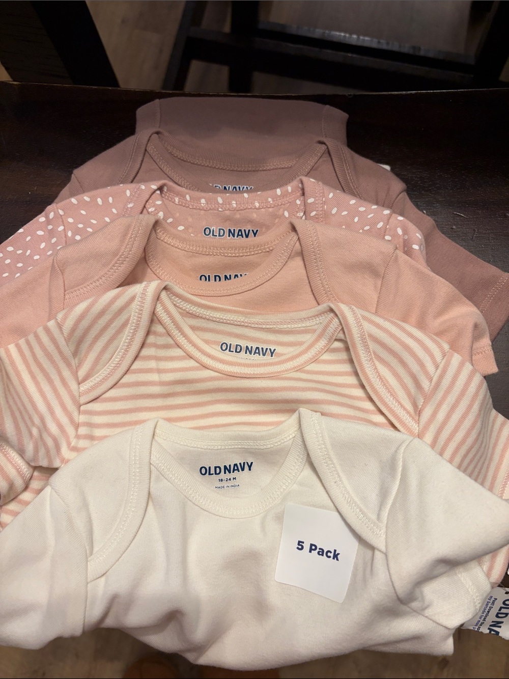 Old Navy Baby One-Piece Bodysuit 5-Pack in Pink and Cream Tones